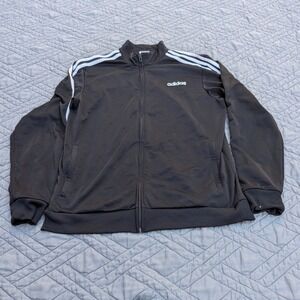 Adidas Black 3 Stripe Full Zip Track Jacket Men's Large